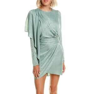 Ronny Kobo Shanaya Cocktail Drape Dress Sage Green Wedding Cocktail Size Small